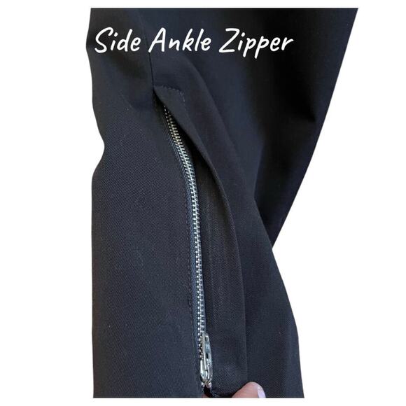Ecru Black Hidden Side Ankle Zipper Stretchy Slim Pant Size 10 Work Casual - Picture 6 of 11